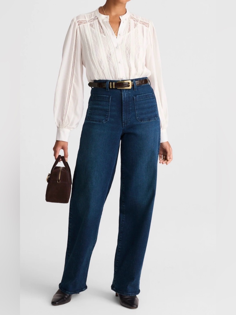 Madewell, Curvy Emmett Wide-leg jeans in Nighthawk Wash